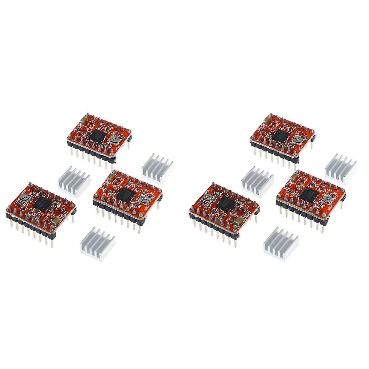 2sets Red Heat Sink Motor Driver A4988 3D Printer Compatible Interface UnderVoltage 3pcs2