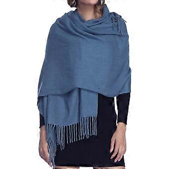 Damen Dicker Weicher Kaschmir Wolle Pashmina Schal Wickelschal - Warm Einfarbig Stola-Cyan