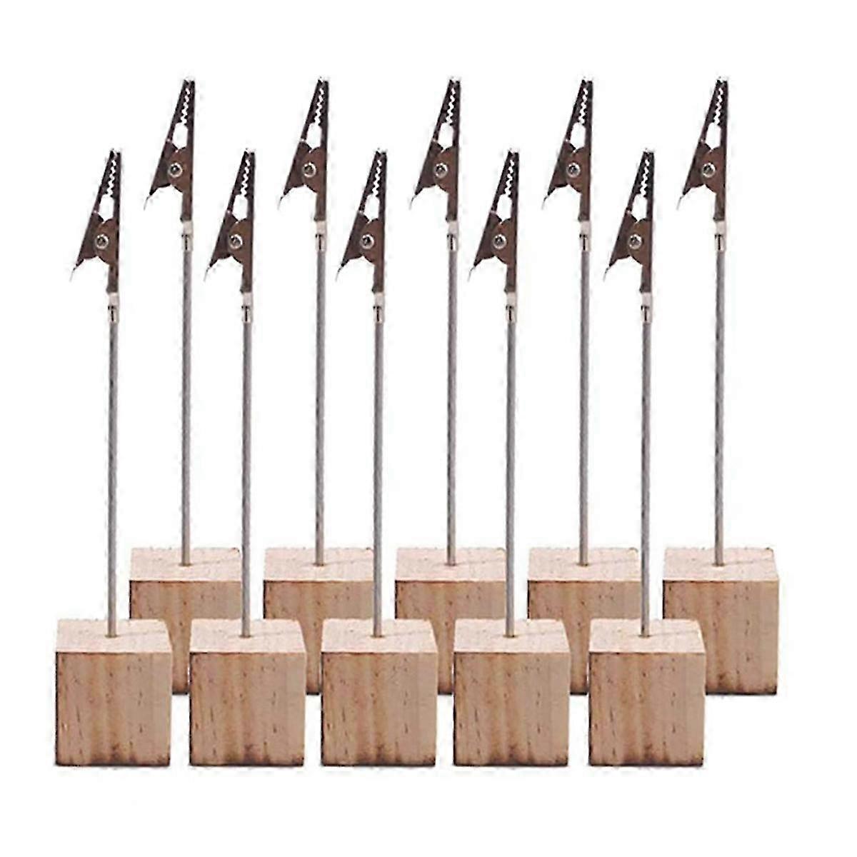 10 PCS Memo Holder Pine Base Message Clip Vertical Note Holder