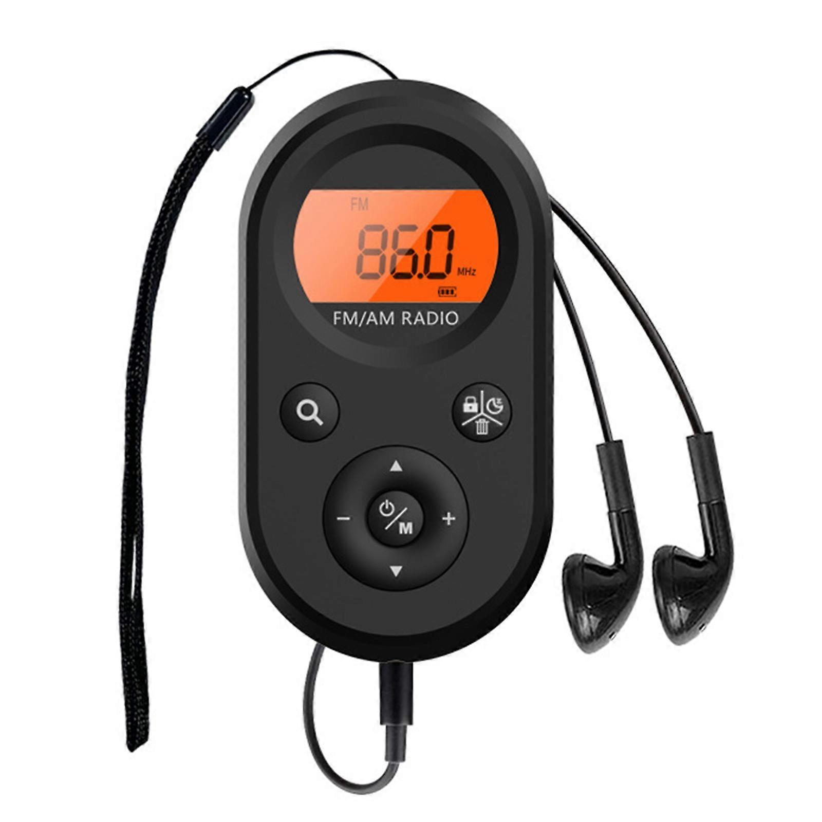 Portable AM/FM Pocket Radio with Extended Battery Life, Clear Reception, Sleep Timers, Secure Lock Button Soft Backlits