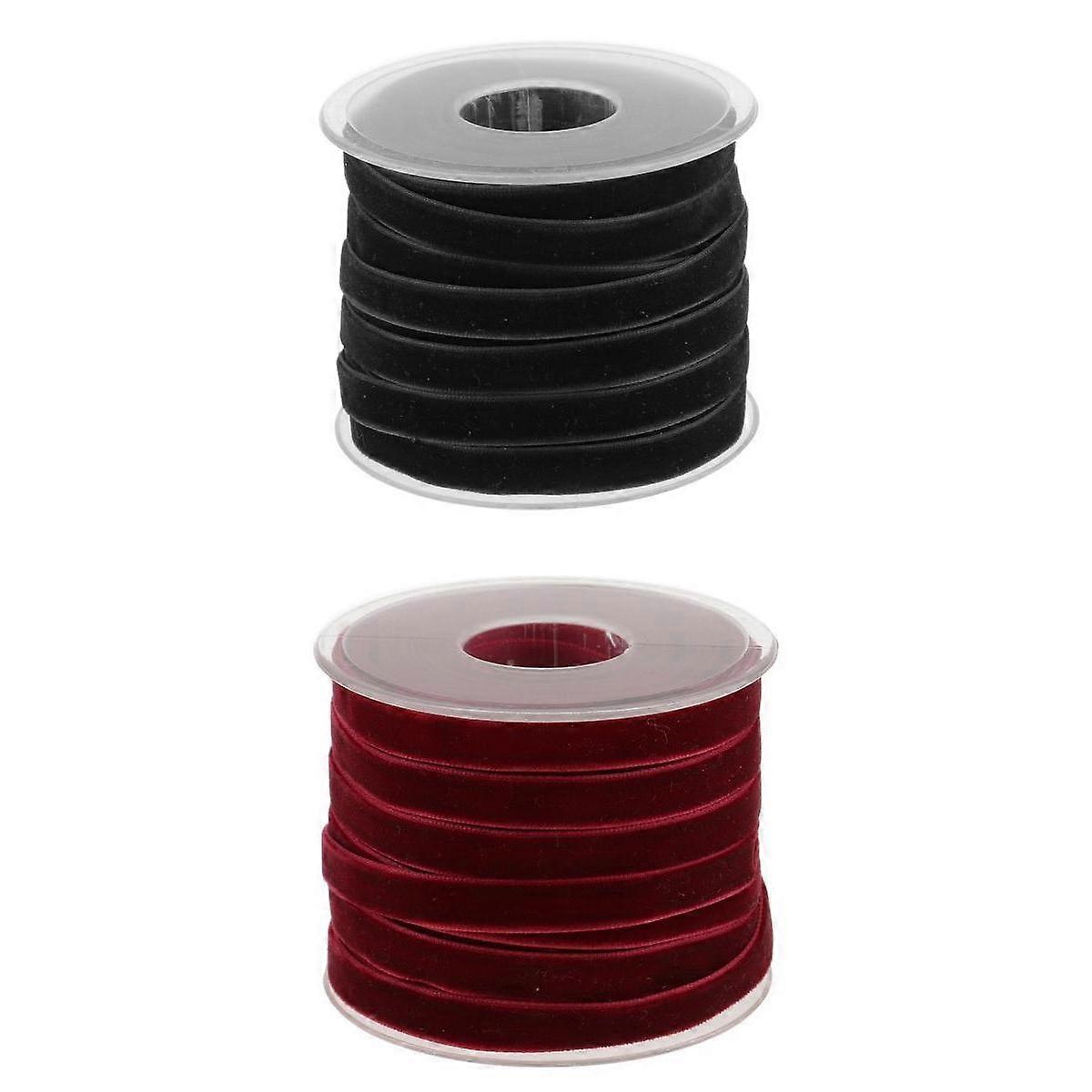 20 ياردة 10 مم لفة شريط مخملي عريض للحرف اليدوية أسود + 20 ياردة 10 مم