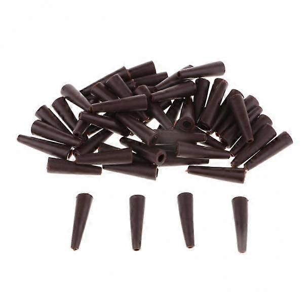 4x 50 Pcs / Set Brown Rubber Tail Pipes Cone for Fishing Rig Sleeves Tool 20mm