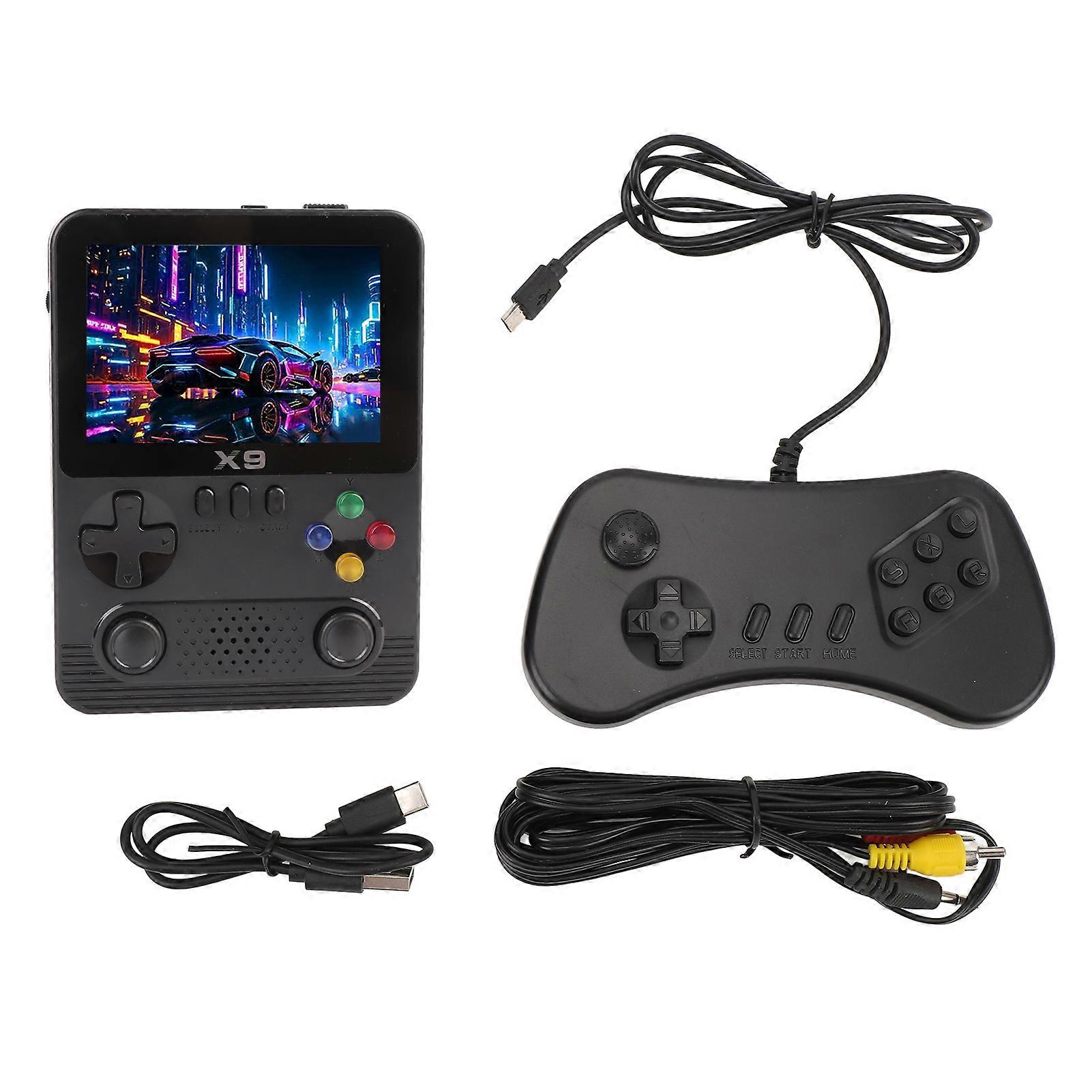Handheld Game Console with 32GB Card, 3.5-inch IPS Color Screen, High Resolution, Black