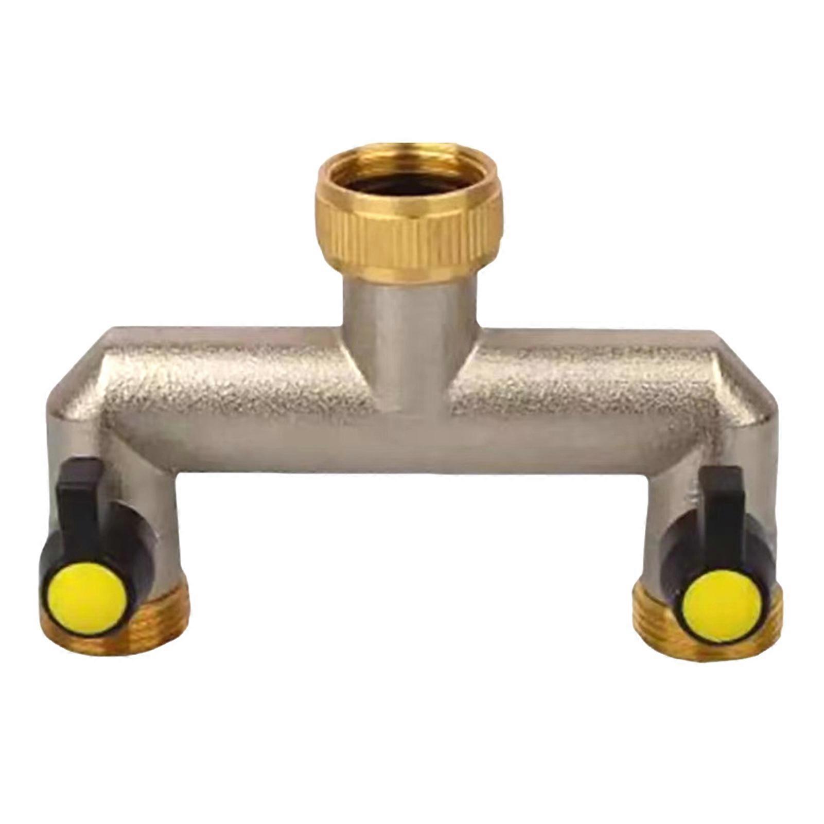 3/4" Brass Garden Hose Splitter 2-Way Y Valve Splitter with Individual On/Off Adjustable Water Flows