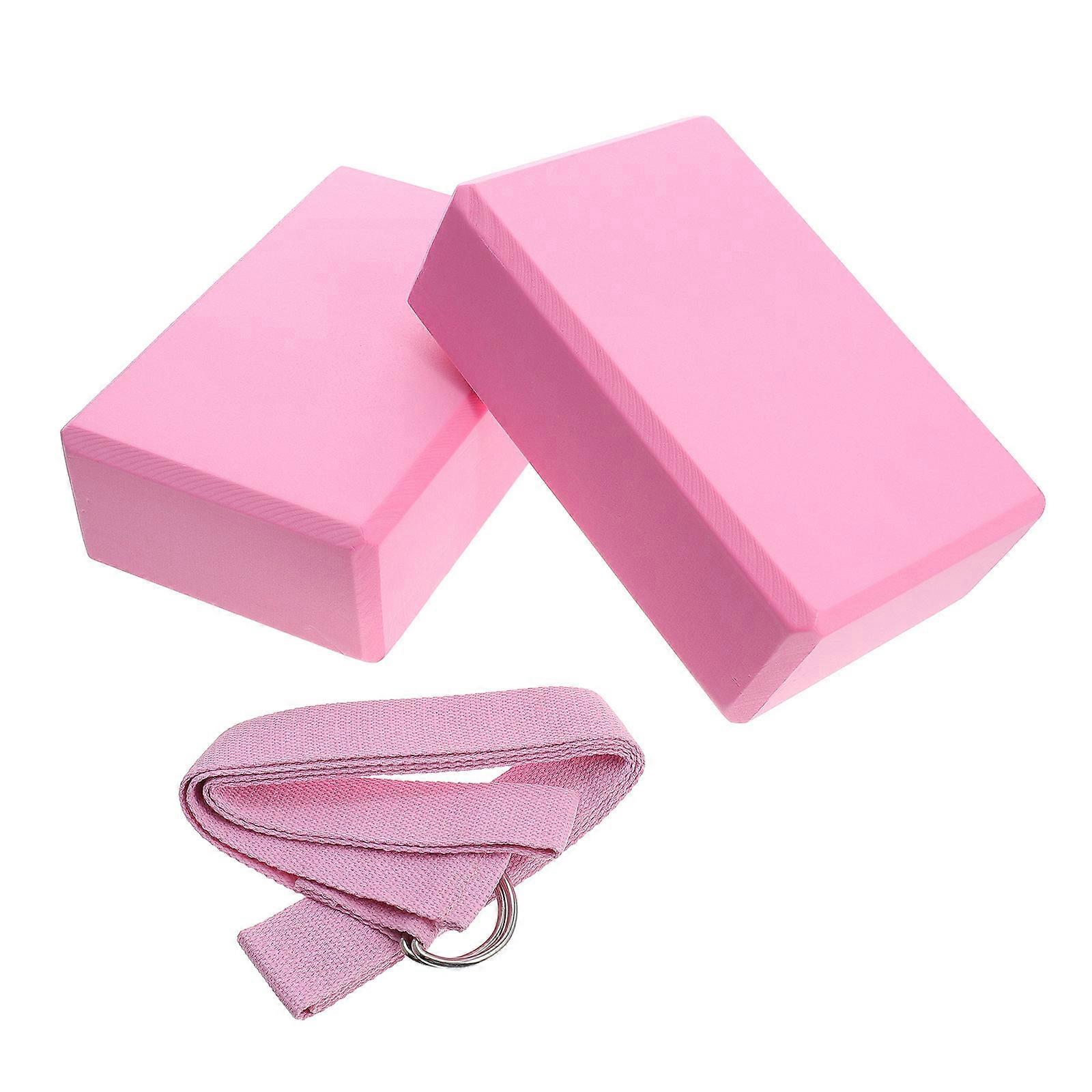 Pink Yoga Exercise Set with EVA Resistance Bands for Yoga Use Durable Comfortable Lightweight