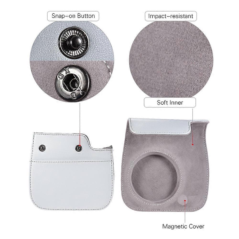 Andoer PU Instant Camera Case Bag with Strap Accessory Replacement for Fujifilm Instax Mini 9/8/8+/8s Smokey White