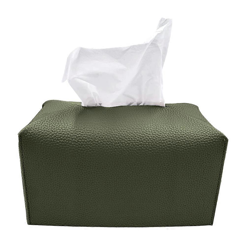 Tissue Box Set,Pu Leather, Rectangular Bathroom Storage Rack, Bathroom Accessories, Bathroom Vanity-Green