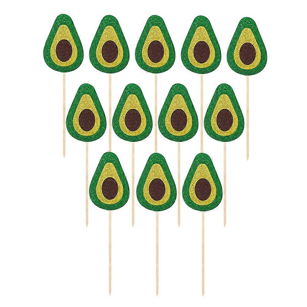 Cake Decorating Kit Avocado Pattern Cake Insert Gatherings 3 8x5 5cm Bamboo Material 12Pcs