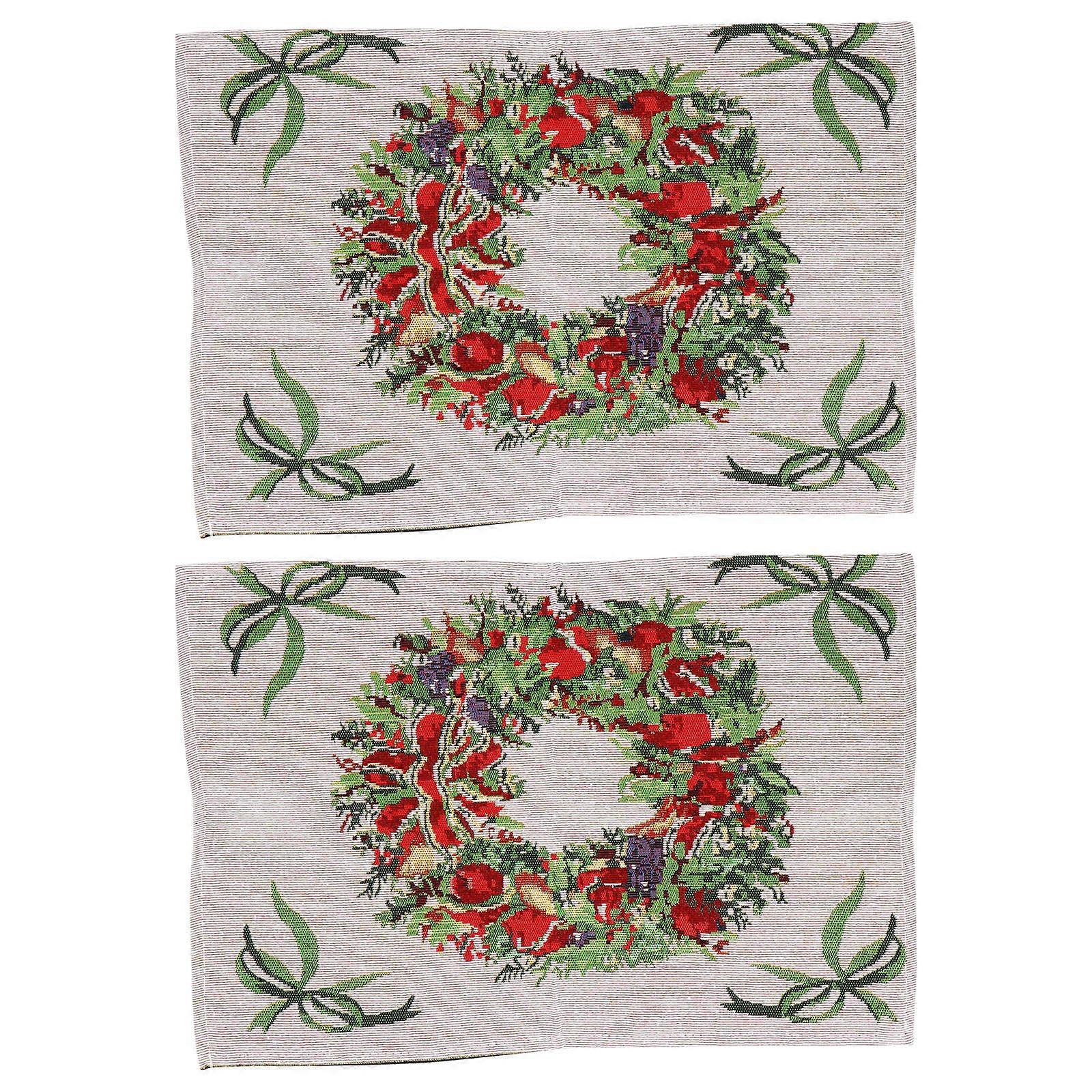 Decorative Placemats Christmas Placemat Multi Color Heat Insulation Family Use 2Pcs