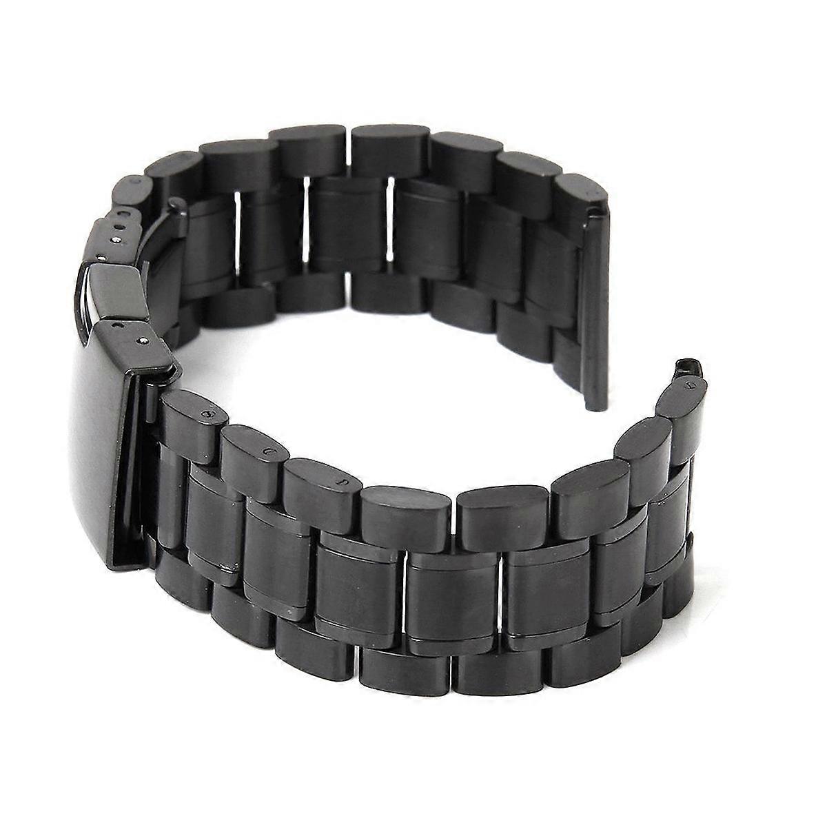 Engineer Style Metal Watch Band 18mm Width 0.7in Thick Simple Design Black 1Set