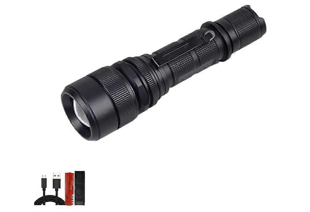 Flashlights Led Flashlight XM-L2 U3 Aluminum Torch Light Zoomable USB Rechargeable Remote Switch Lantern with Nylon Jacket(Black)