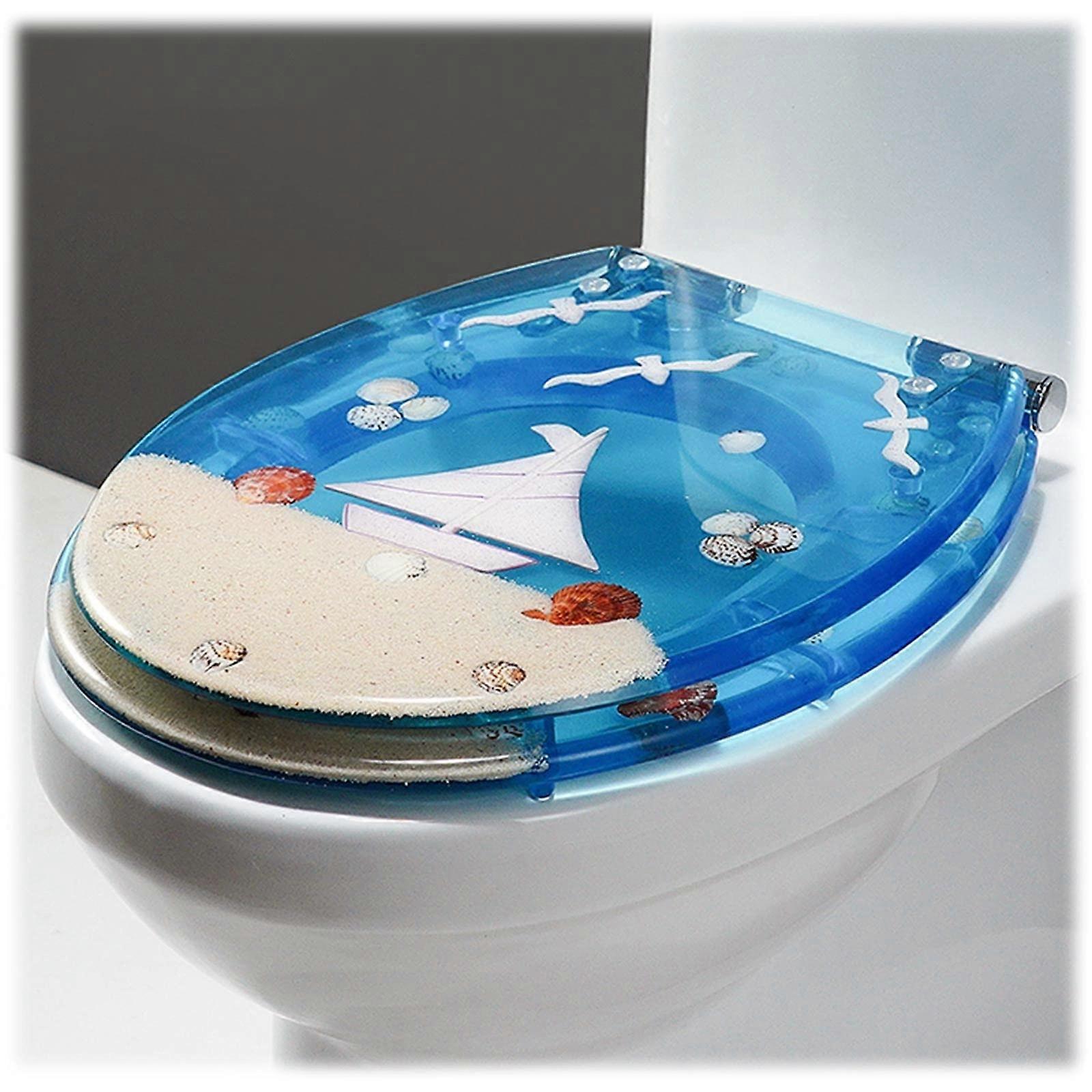 Toilet seat with quickrelease, sturdy lid, slowclose, oval, multicolored, adjustable hinges