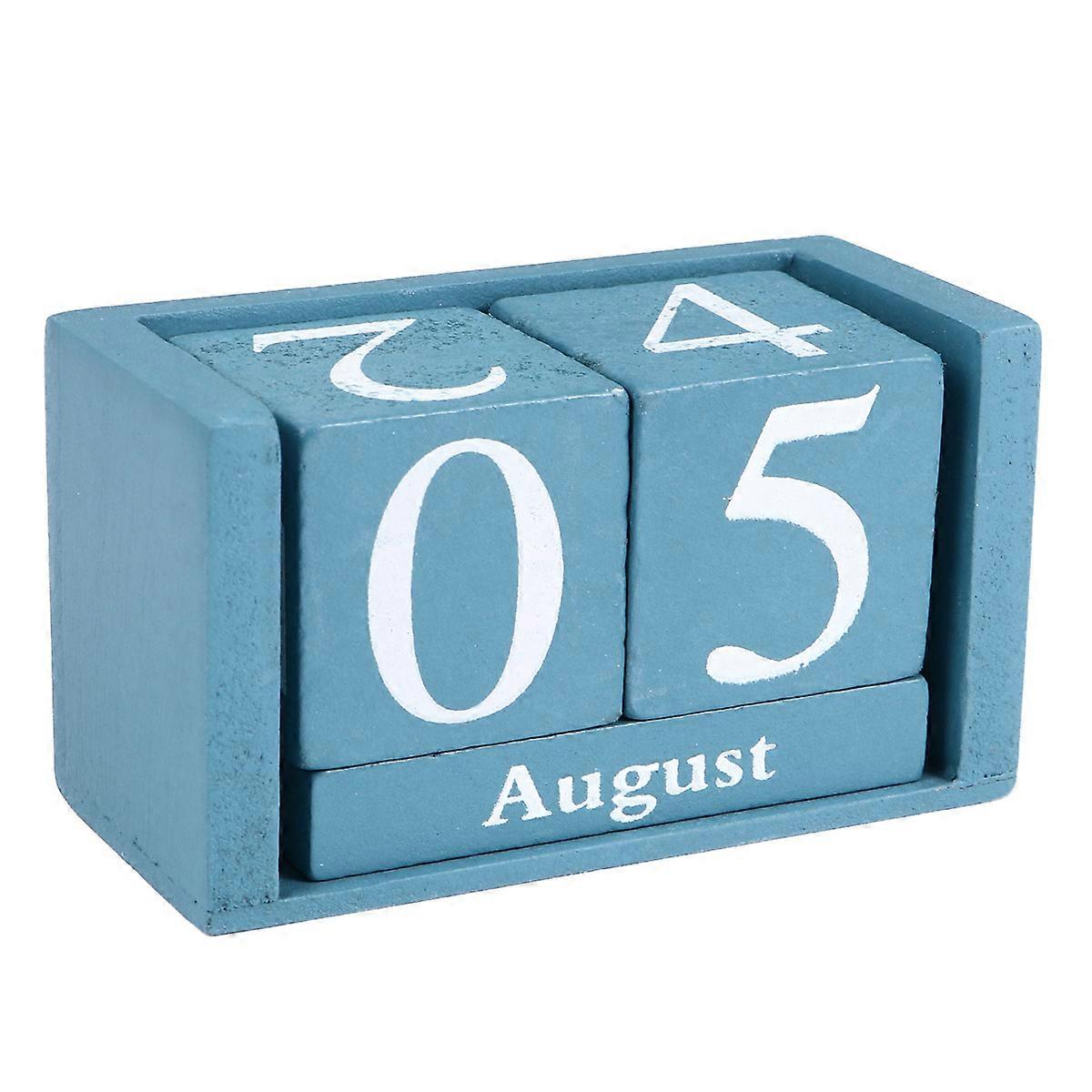 Monthly Calendar Wooden Vintage Design Date Display Desktop Wood Block Home 9.5X5.5CM 1Pack