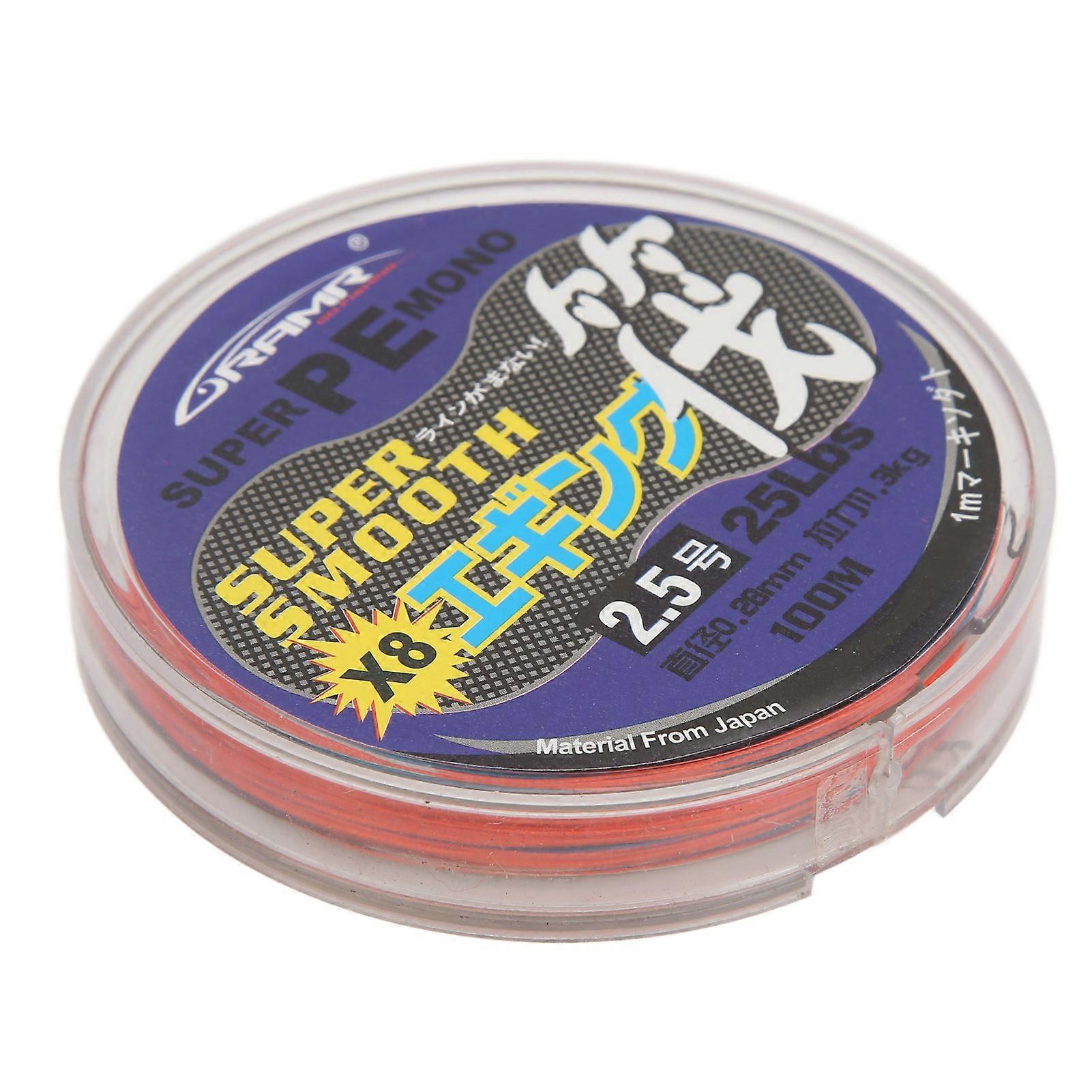 Durable PE Braided Fishing Line 100m 8 Strands Water Resistant 2.5#
