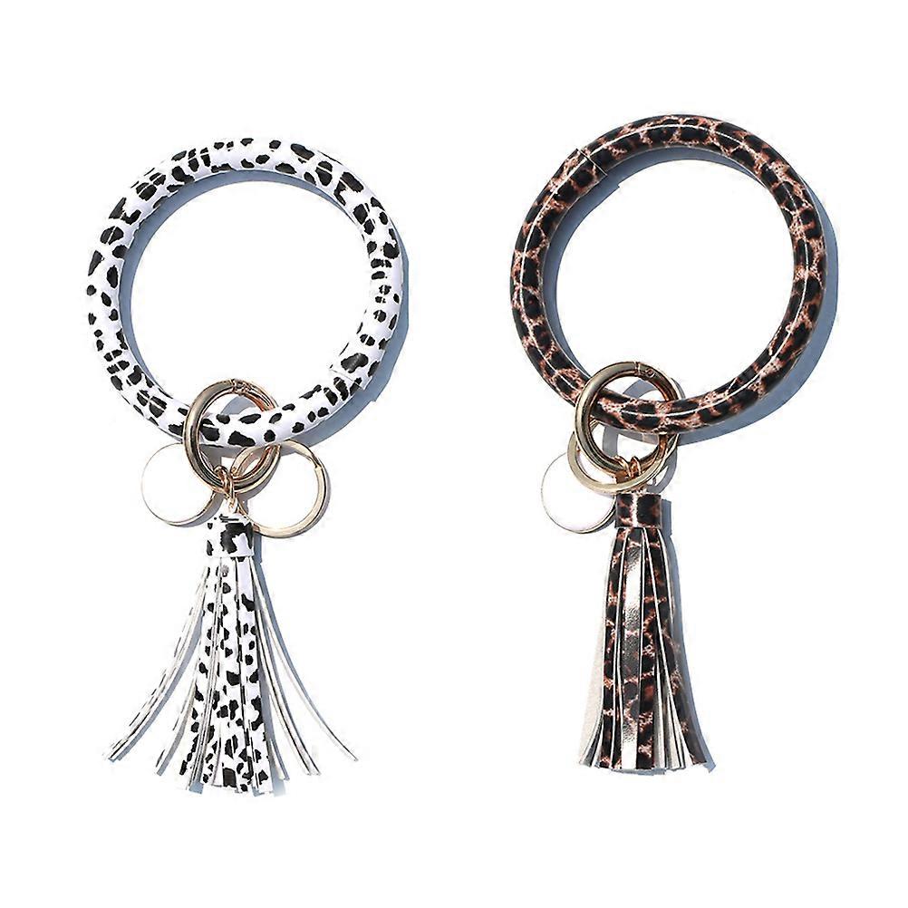 Fashionable Keychain Accessories for Ladies for Keys Alloy Material Red Brown 2Pcs