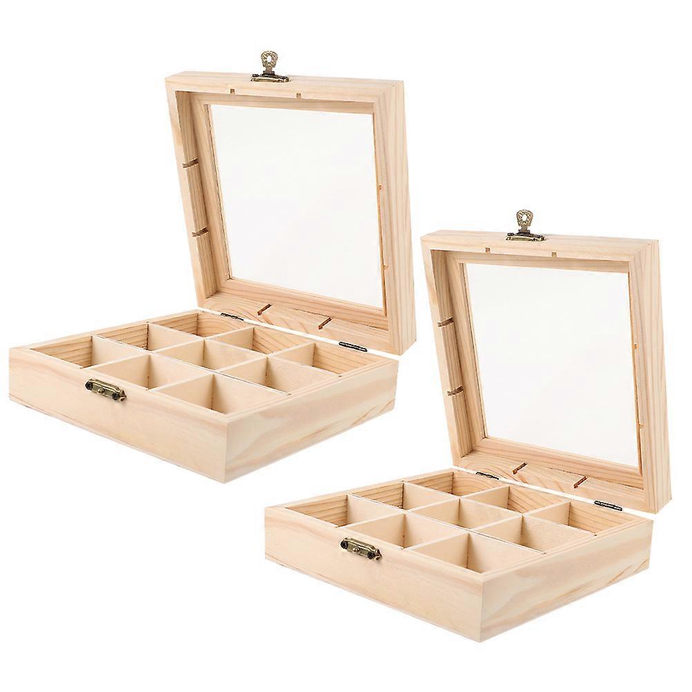 Compartment Tea Box Travel Use Organization Coffee Bag Holder Khaki 15.00X15.00X5.00CM 2Pcs