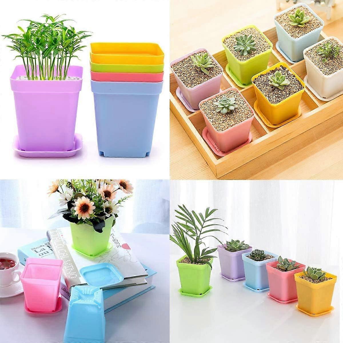 6 square flower pots, thickened plastic flower pots