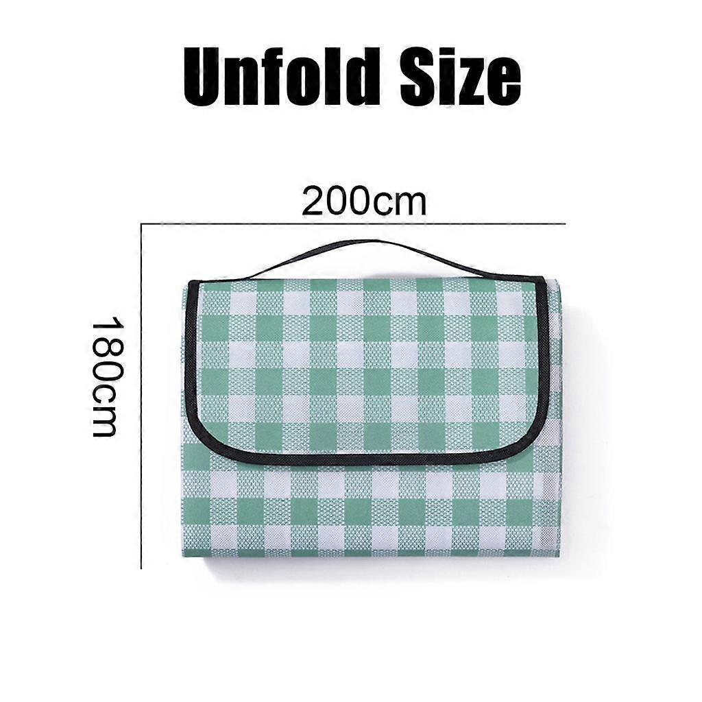 Foldable Waterproof Picnic Blanket, Green Square, 180x200 cm