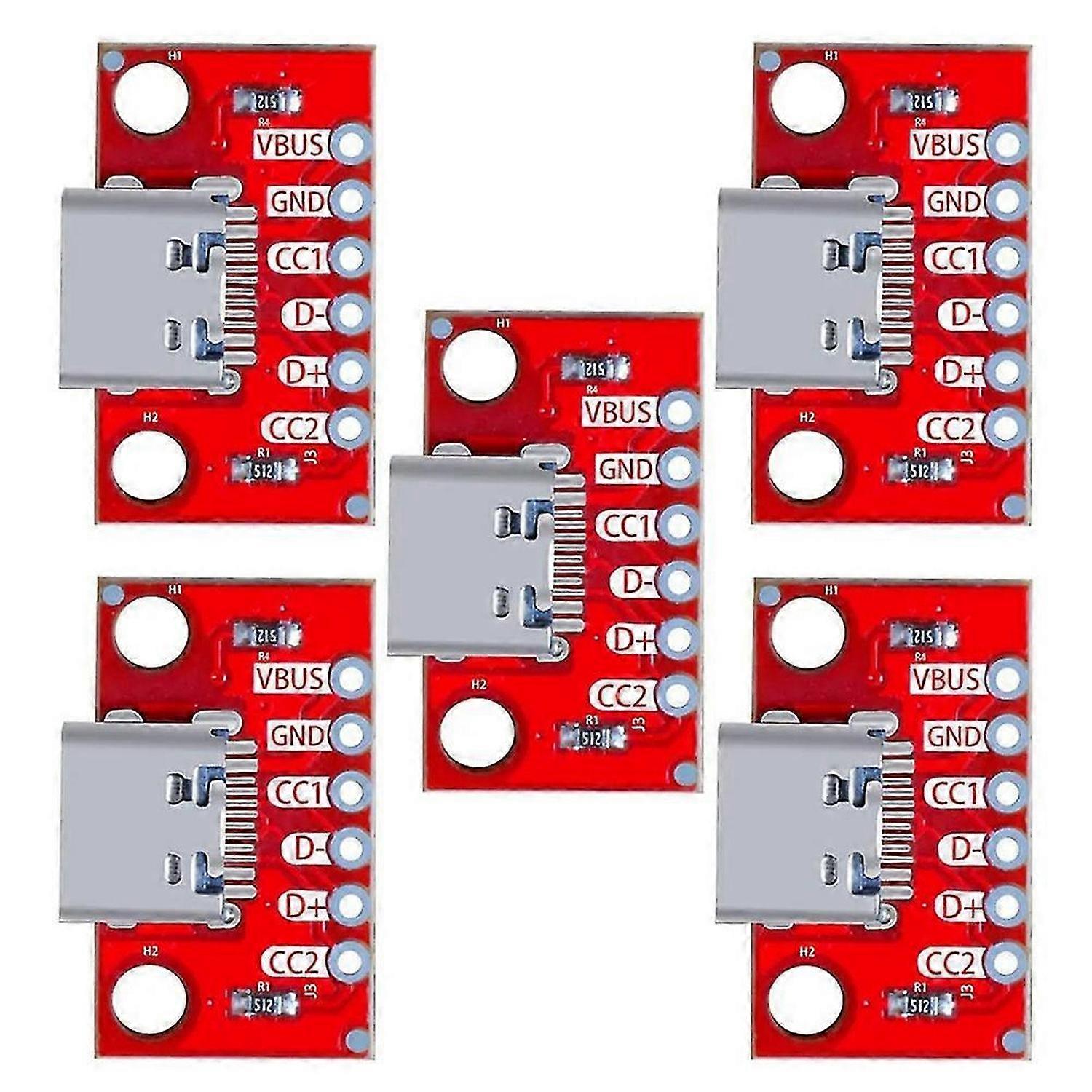 5 יח'\חבילה USB סוג-C Breakout Board סידורי בסיסי Breakout נקבה מחבר סוג PCB ממיר לוח