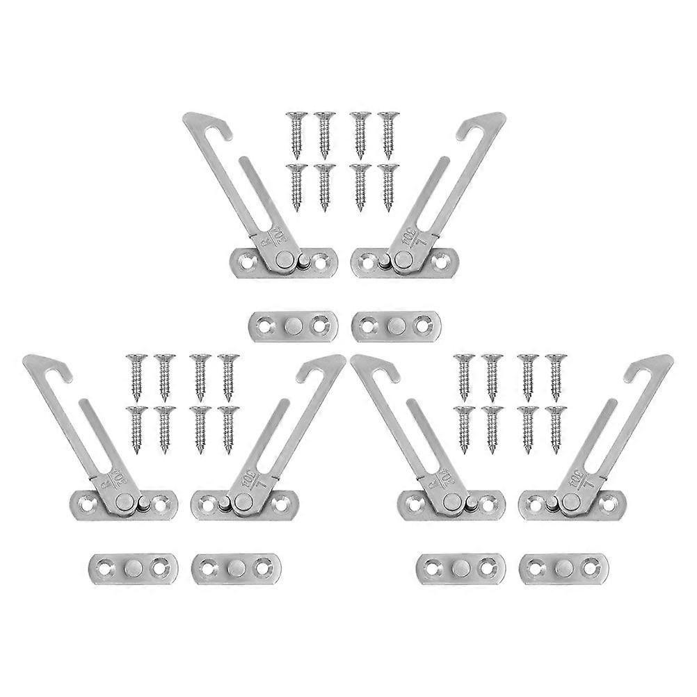 6Pcs Stainless Steel Window Restrictor Casement Window Stay Window Catch Window Limiter Window Control Device For Home And Office Silver