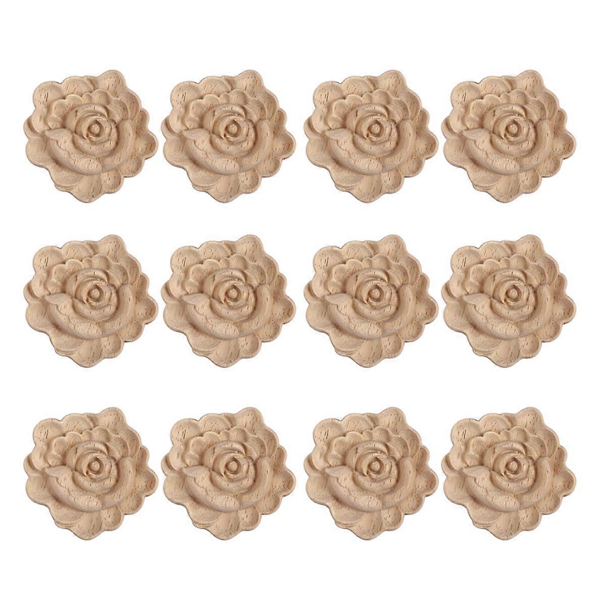 Decor Cabinet Door Solid Decals Flowers Pattern Carved Wooden