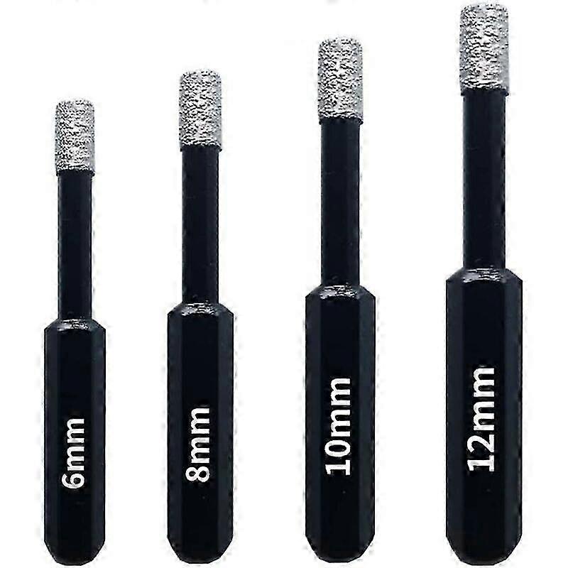 4Pc Diamond Drill Bits 6-12mm for Tiles