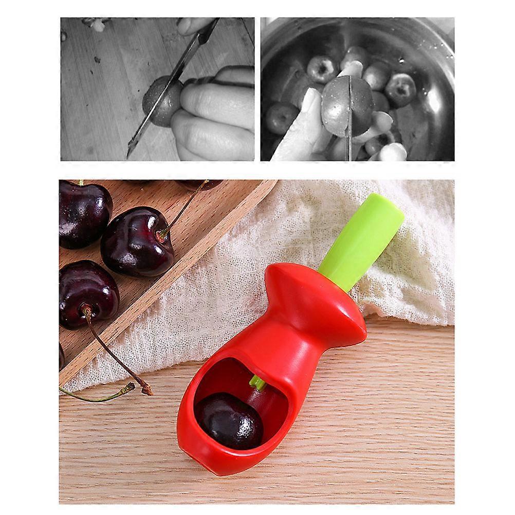 Pushing Cherry Pitter Kitchen Tool Compact Design Fruit Core Removal Red 1Set