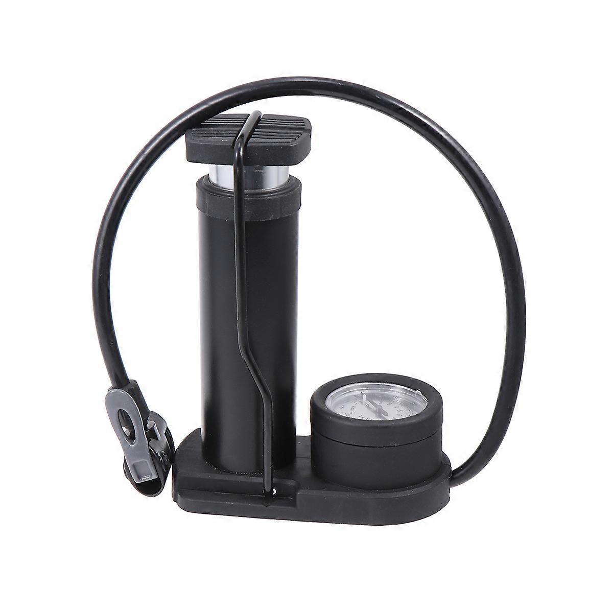 Mini Inflation Air Pump Foot Activated For Bicycle Tire Leisure Activity Black Color With Barometer 1Set