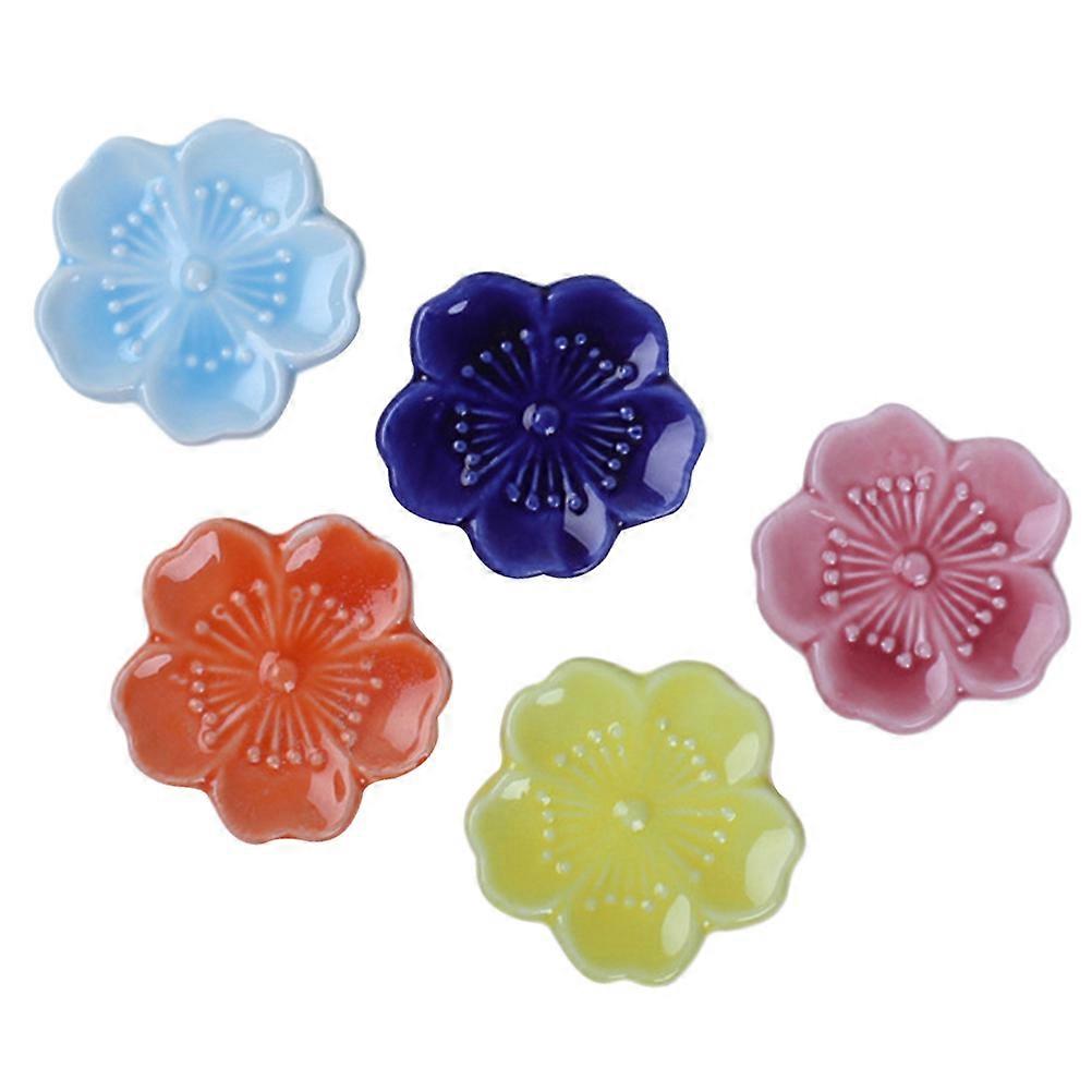 Ceramic Chopsticks Rest Rack Set Prevent Rolling Keep Table Clean Assorted Color 5Pcs