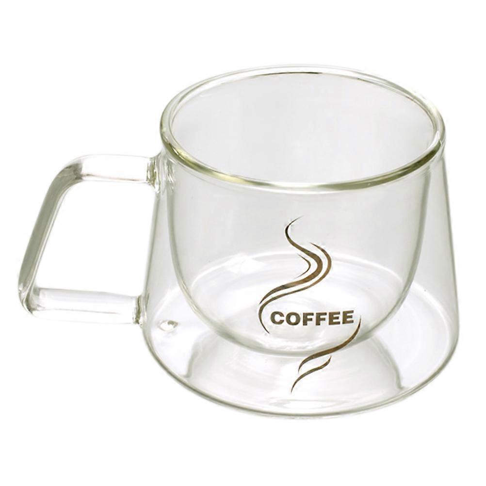 Creative Double Wall Heat Resistant Glass Cup for Coffee, Juice, Soda – Comfortable Handle, Home and Office Use