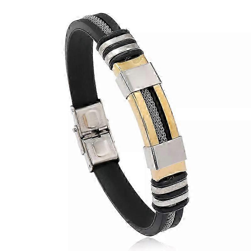 Glamorous Pure Steel Plated Serpent Chain Bracelet With Resilient Silicon Band -