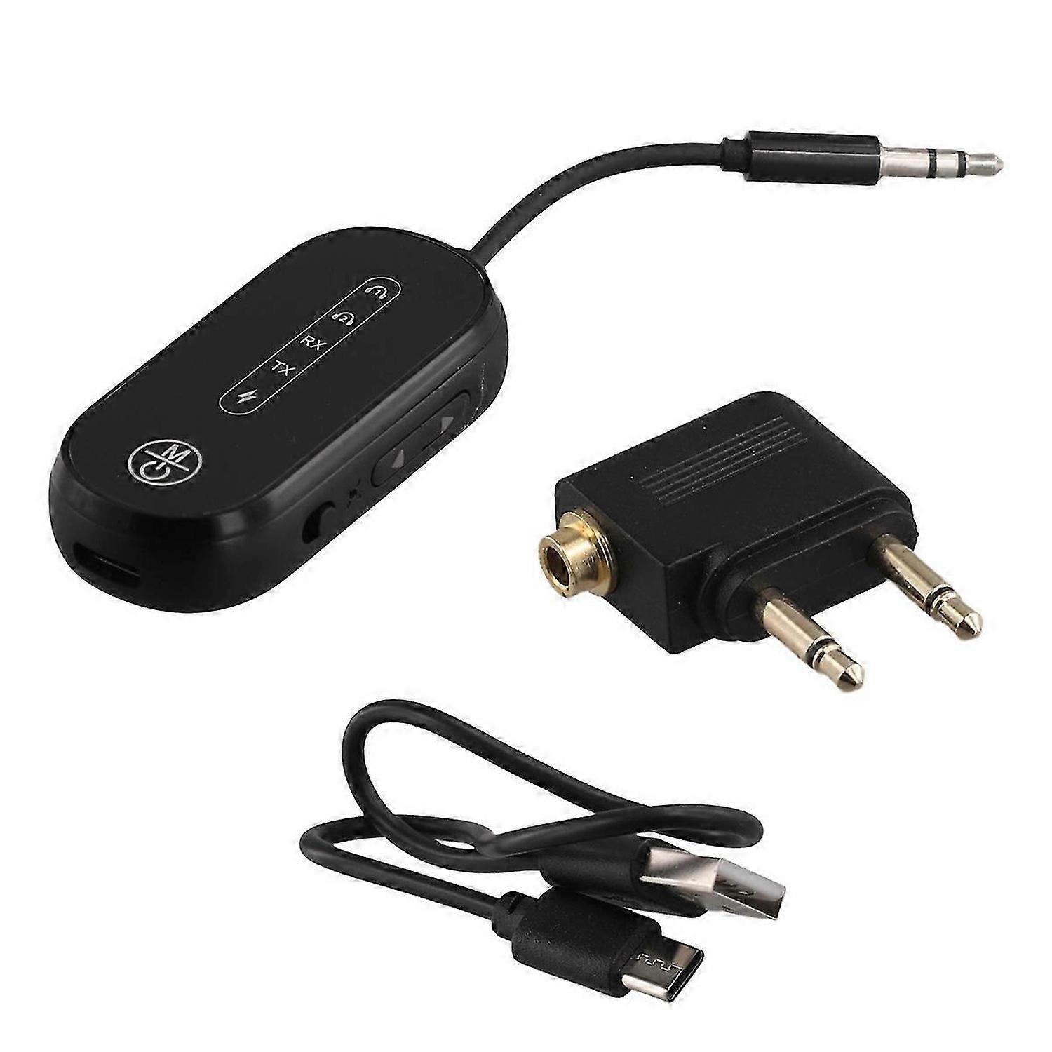 2-In-1 Bluetooth 5.4 Audio Transmitter Receiver 3.5mm AUX Jack Airplane Wireless Adapter Mic for TV