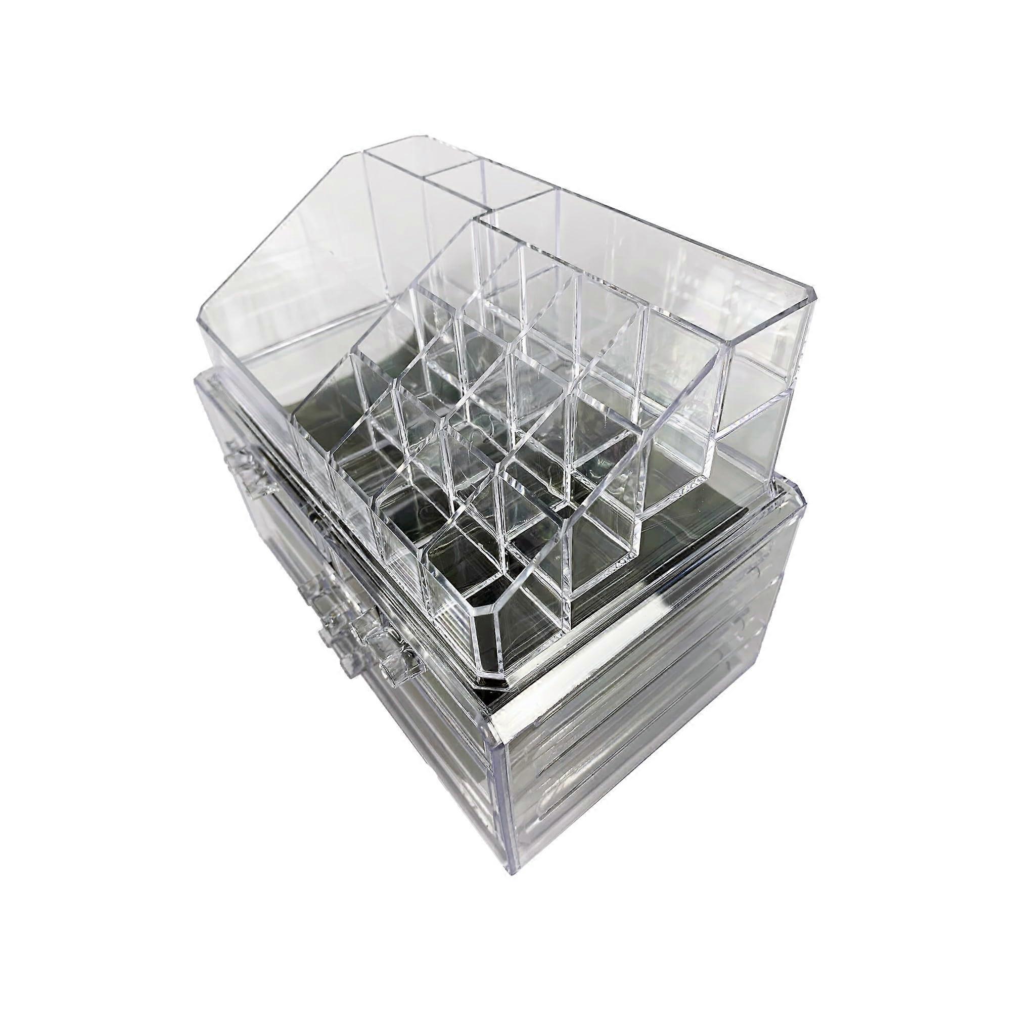 4 Drawers Acrylic Storage Box for Makeup and Cosmetics - Clear Organizer with Removable Dividers and Modern Design