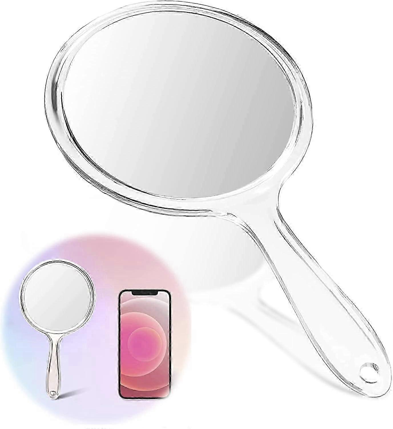Mirror Handheld 1X & 2X Hand Mirror With Handle Double Sided Handheld Mirrorwhite