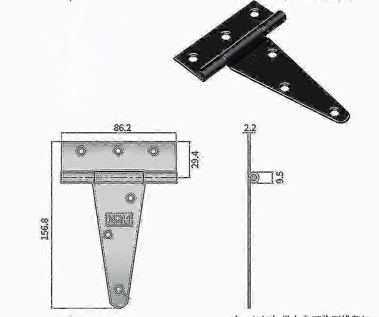 2 T-shaped Hinges, Heavy Duty Black Hinges, Folding Hinges, Heavy Duty Hinges