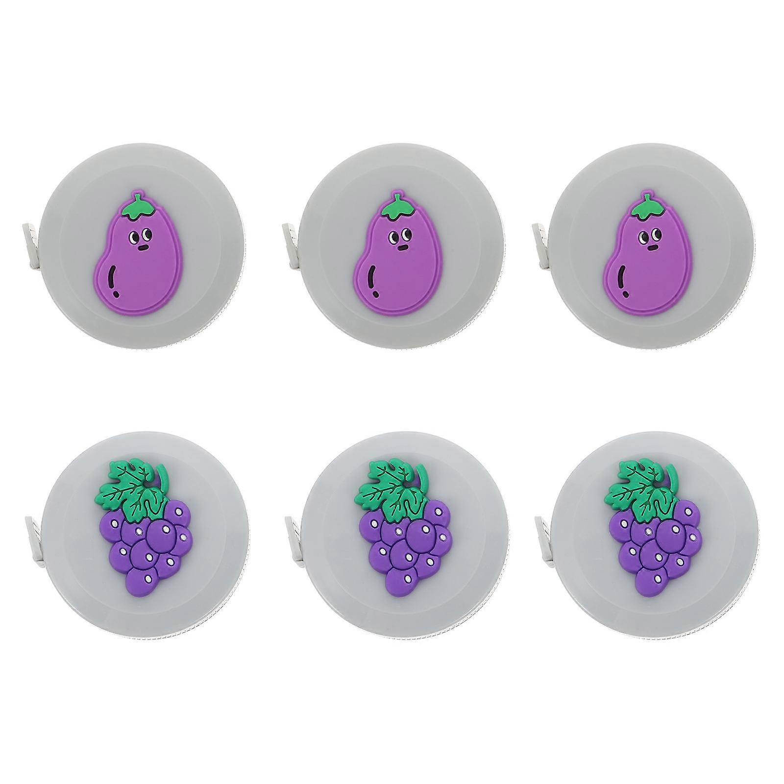 Cartoon Fruit Measuring Tapes Portable Small Tools for Measure 6Pcs Assorted Color Plastic