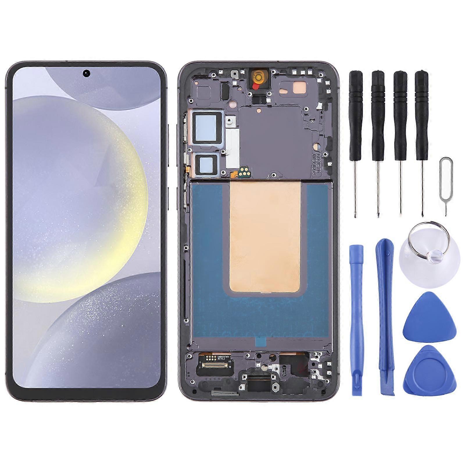 لجهاز Samsung Galaxy S24 + SM-S926B OLED LCD محول الأرقام بشاشة LCD تجميع كامل مع إطار (أسود)