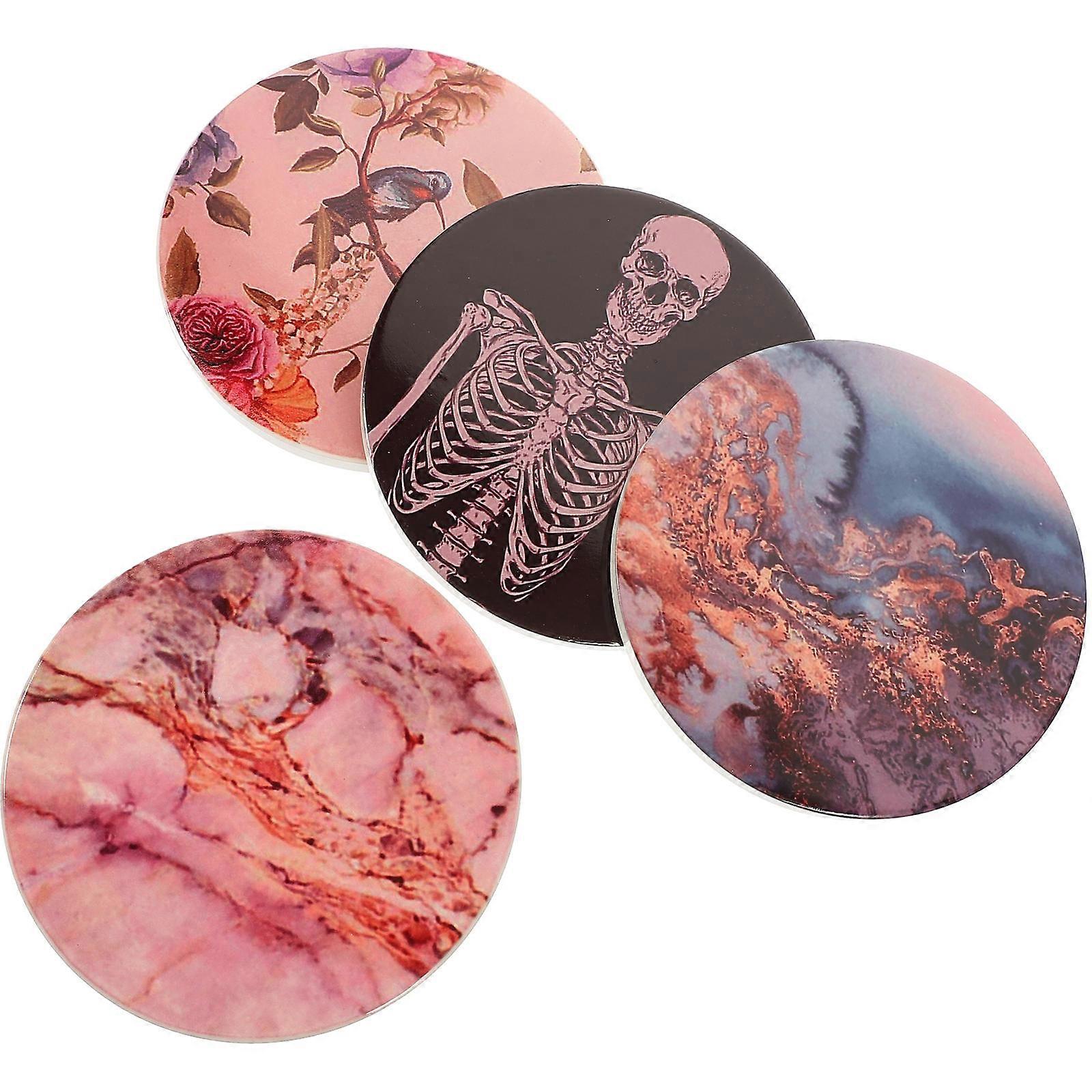 Round Coasters Table Drink Protection Cork Material 4Pcs