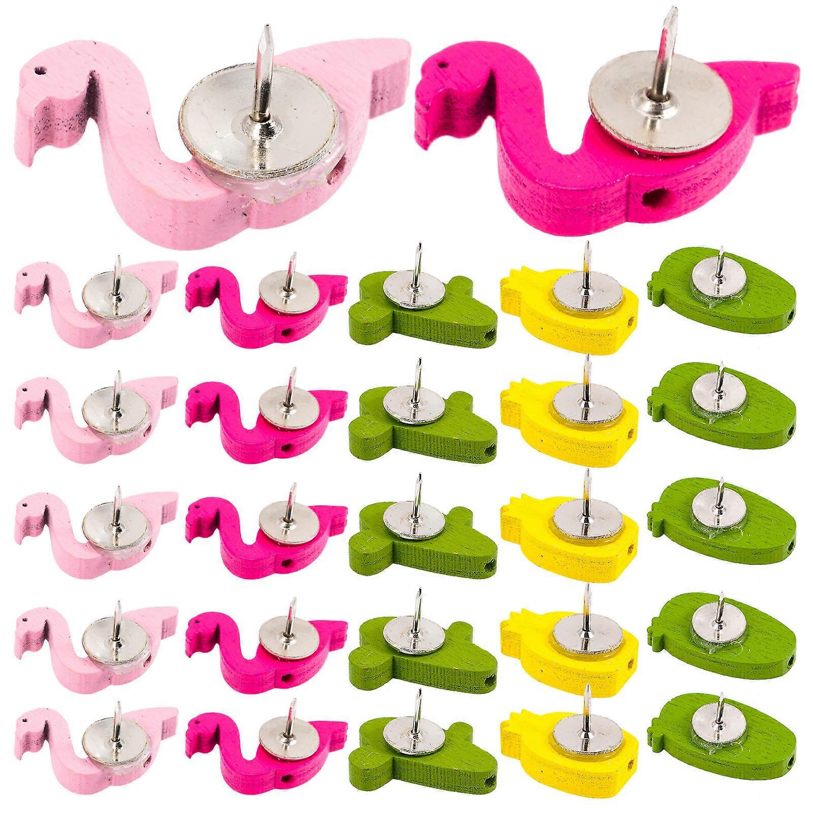 Cactus Push Pins Wooden Push Pin Pineapple Flamingo Shaped Map Marking Home Office School 30Pcs