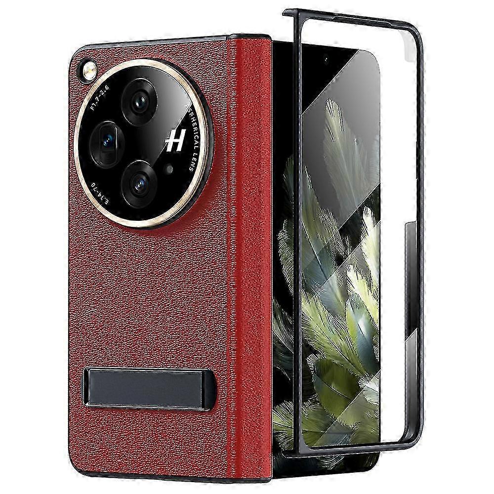Genuine Leather Case Suitable for a Certain Brand, Built-in Screen Protector All-in-One Protective Cover with Hinge Protection & Kickstand