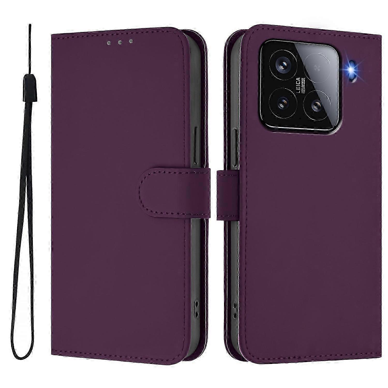 Solid Color Wallet Leather Phone Case with Strap for a Certain Brand - Dark Green