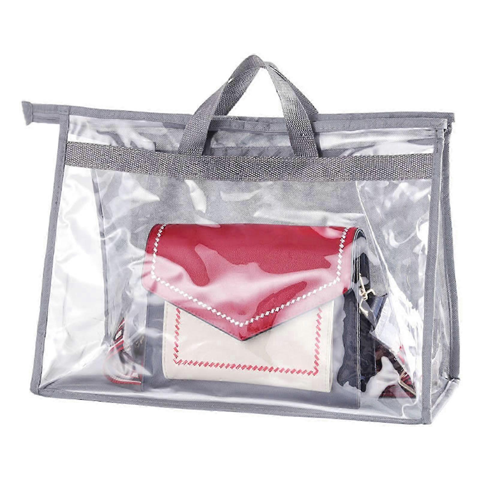 PVC Clear Handbag Dust Bag for Closet - Storage Organizer Purse Protector with Zipper and Handle for Home Travel L