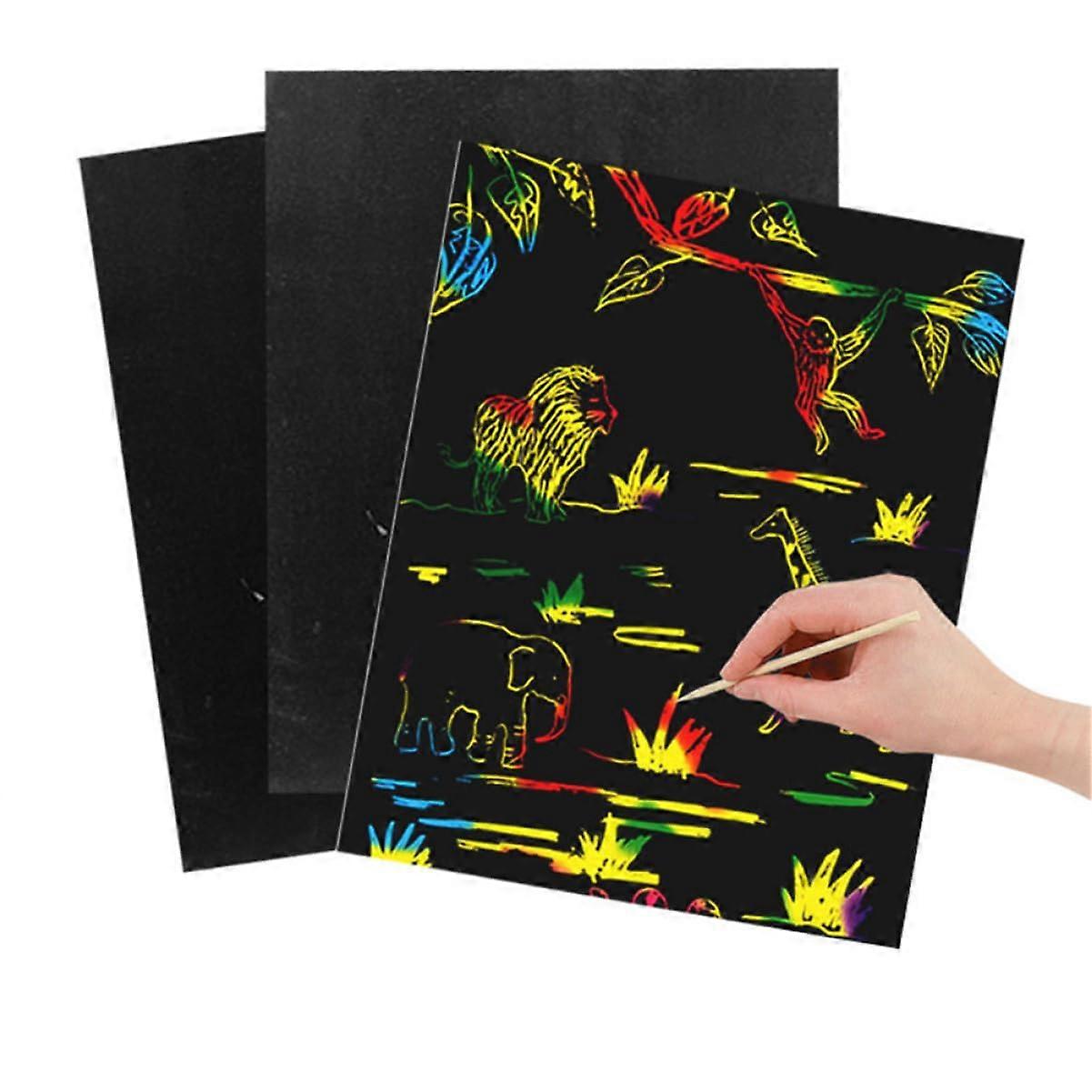 2ErPack Graffiti Art Book Drawing Rainbow Scratch Paper DIY Art Rainbow Scratch Paper Black