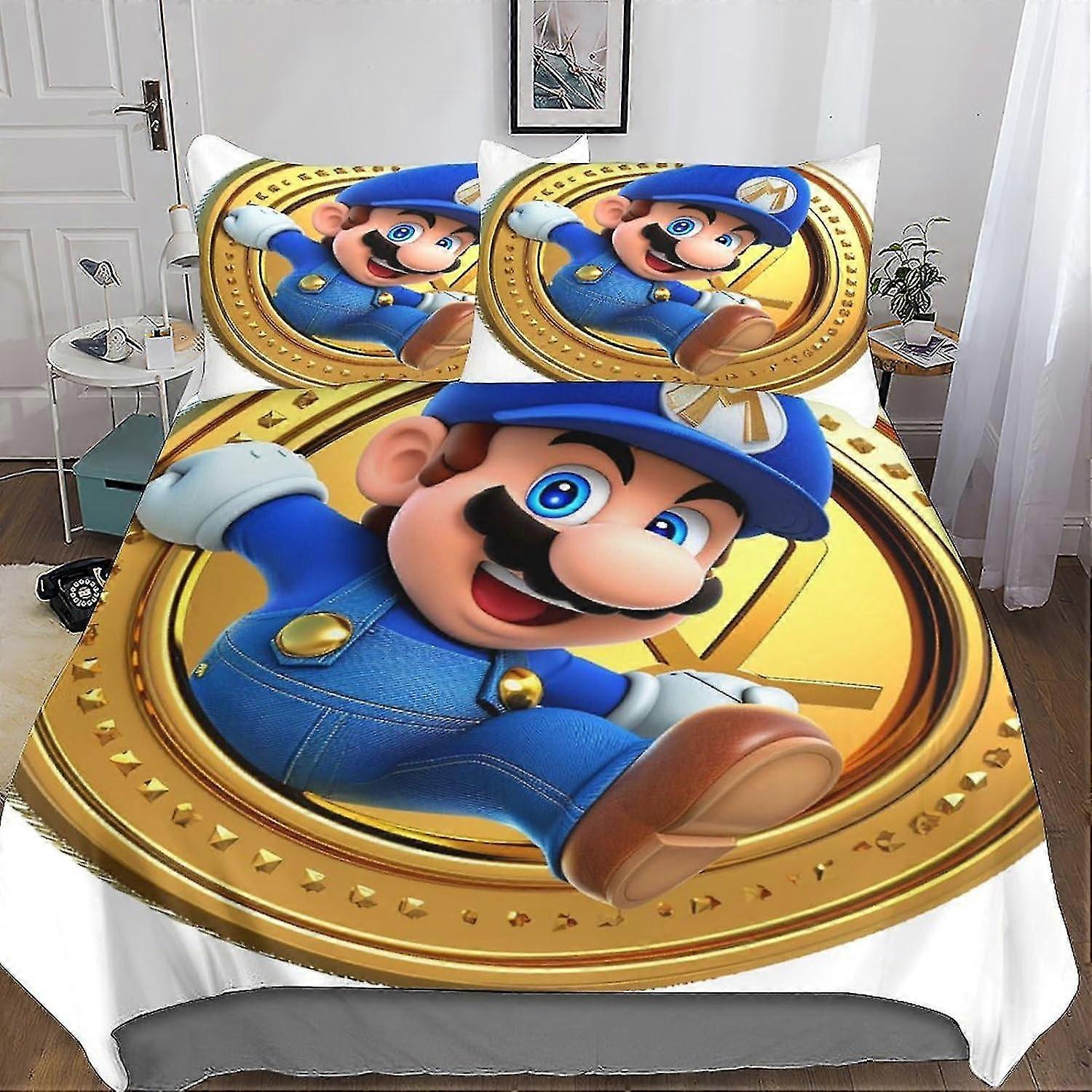 3D Printed Cartoon Duvet Cover Bedding Set with Microfiber and Hidden Zipper Closure for Boys