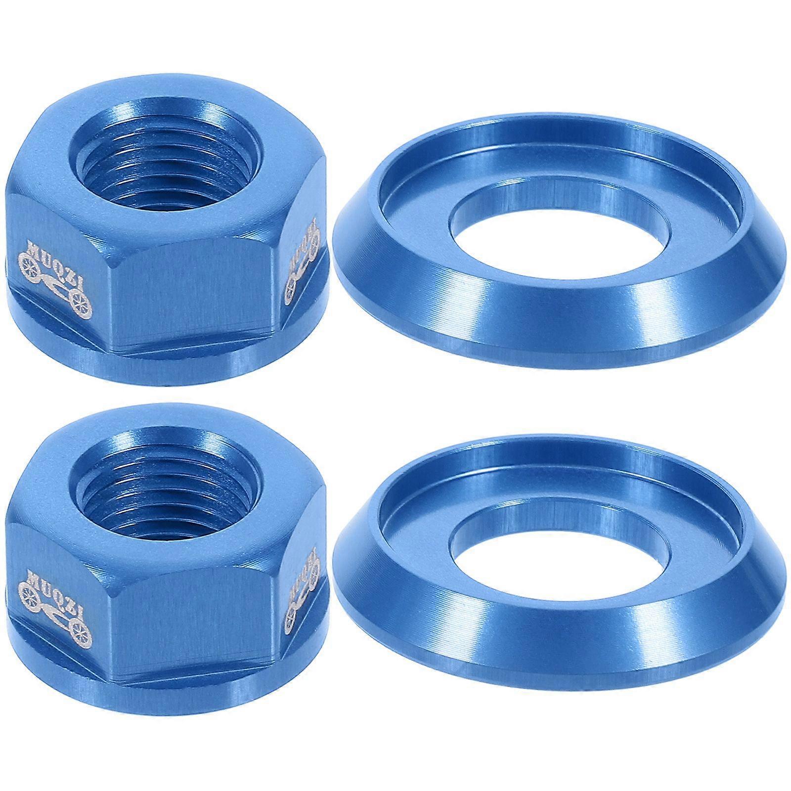 2PCS M10 Aluminum Alloy Folding Fixed Gear Drum Nut(Blue)