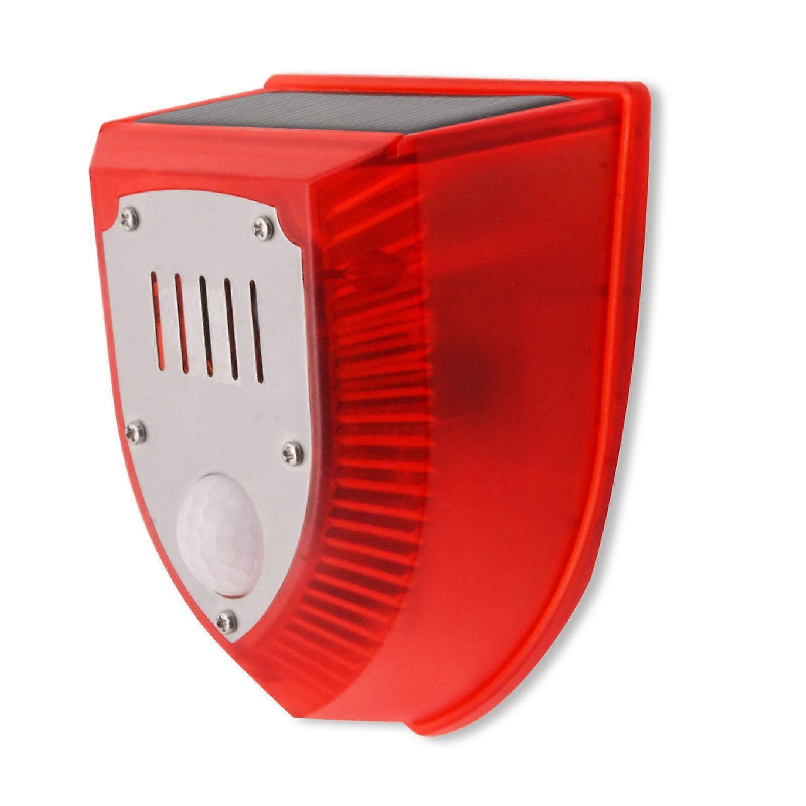 Solar Sound and Light Alarm, Motion Sensor Detector Siren with LED Warning Strobe Light for Home Warehouse Farm