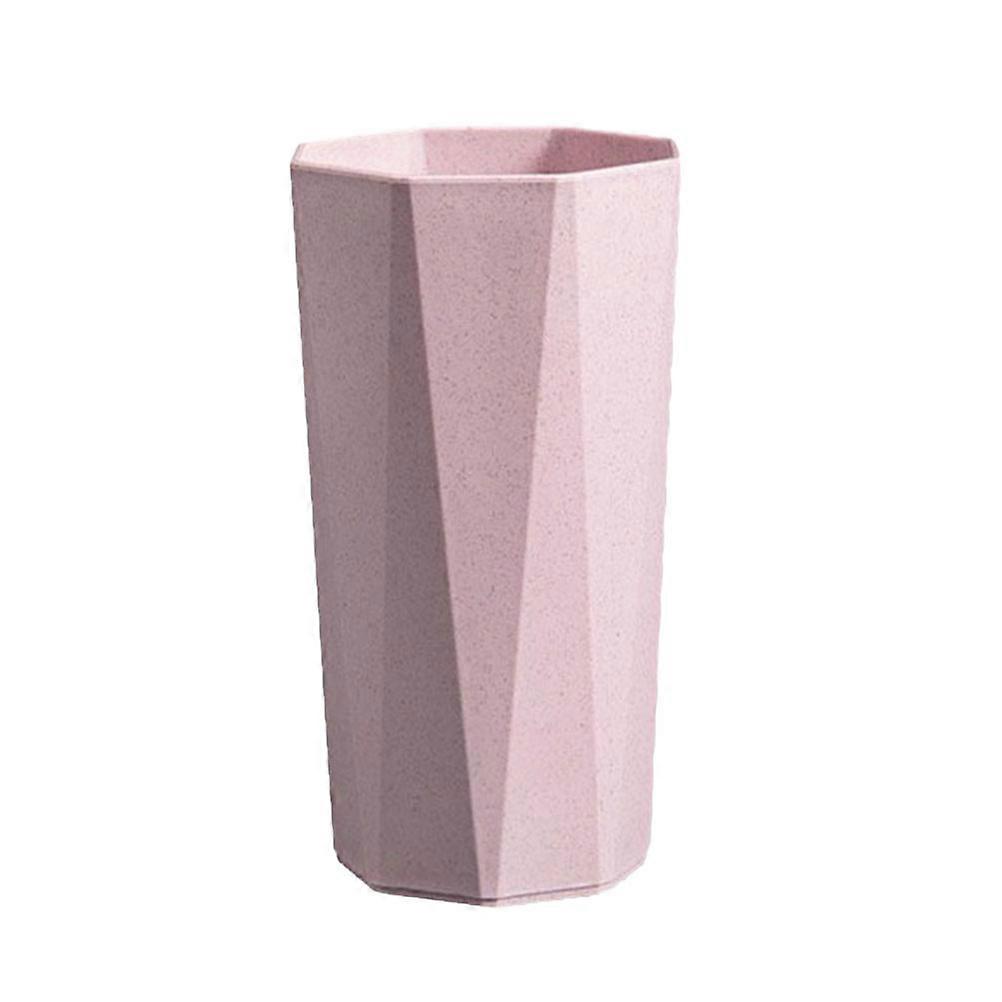 Water Cup Decorative Octagon Couple Drinking Cup for Daily Use Pink 1Set