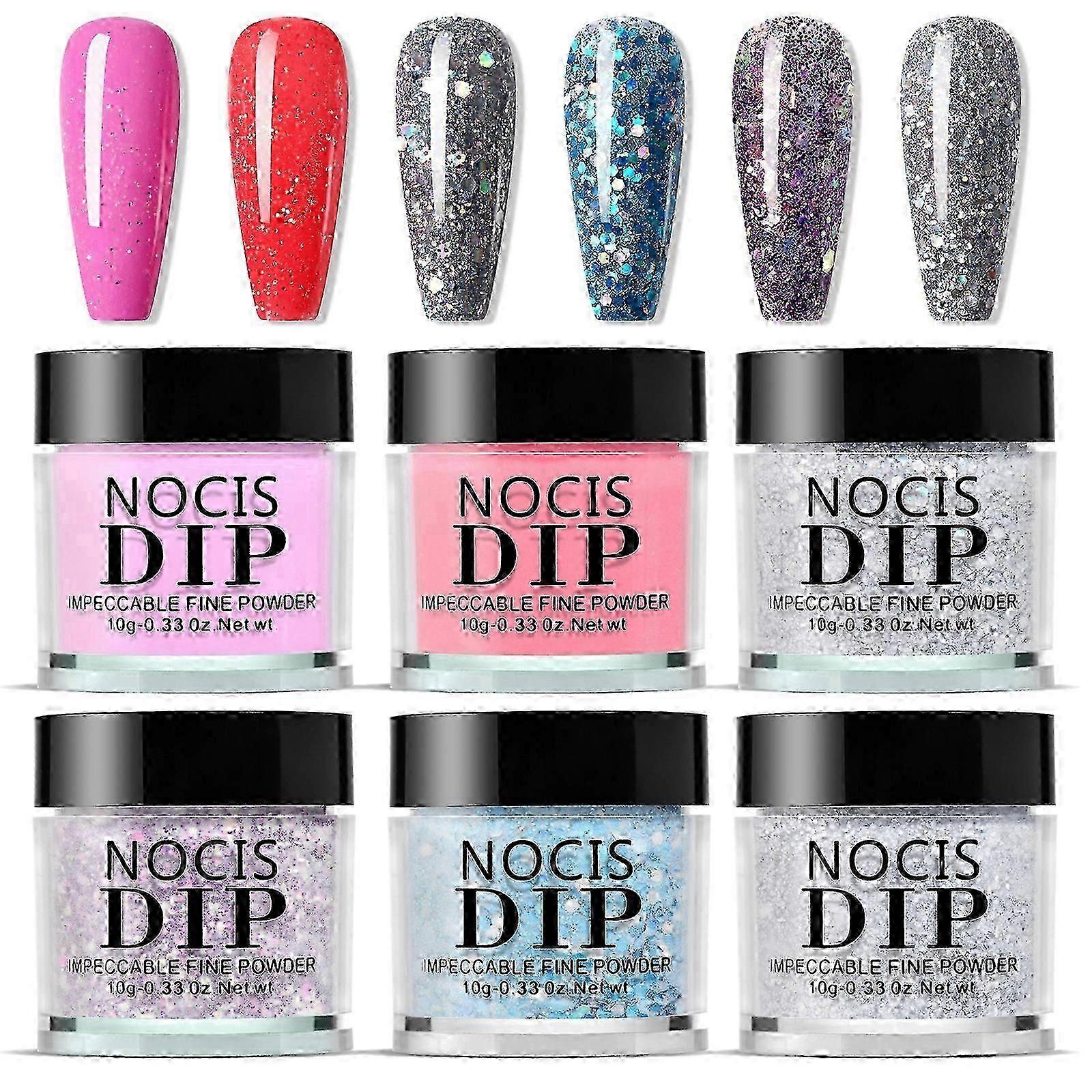 6 Colors Nail Dipping Powder Set for DIY Manicure - Fast-drying No UV/LED Lamp Needed