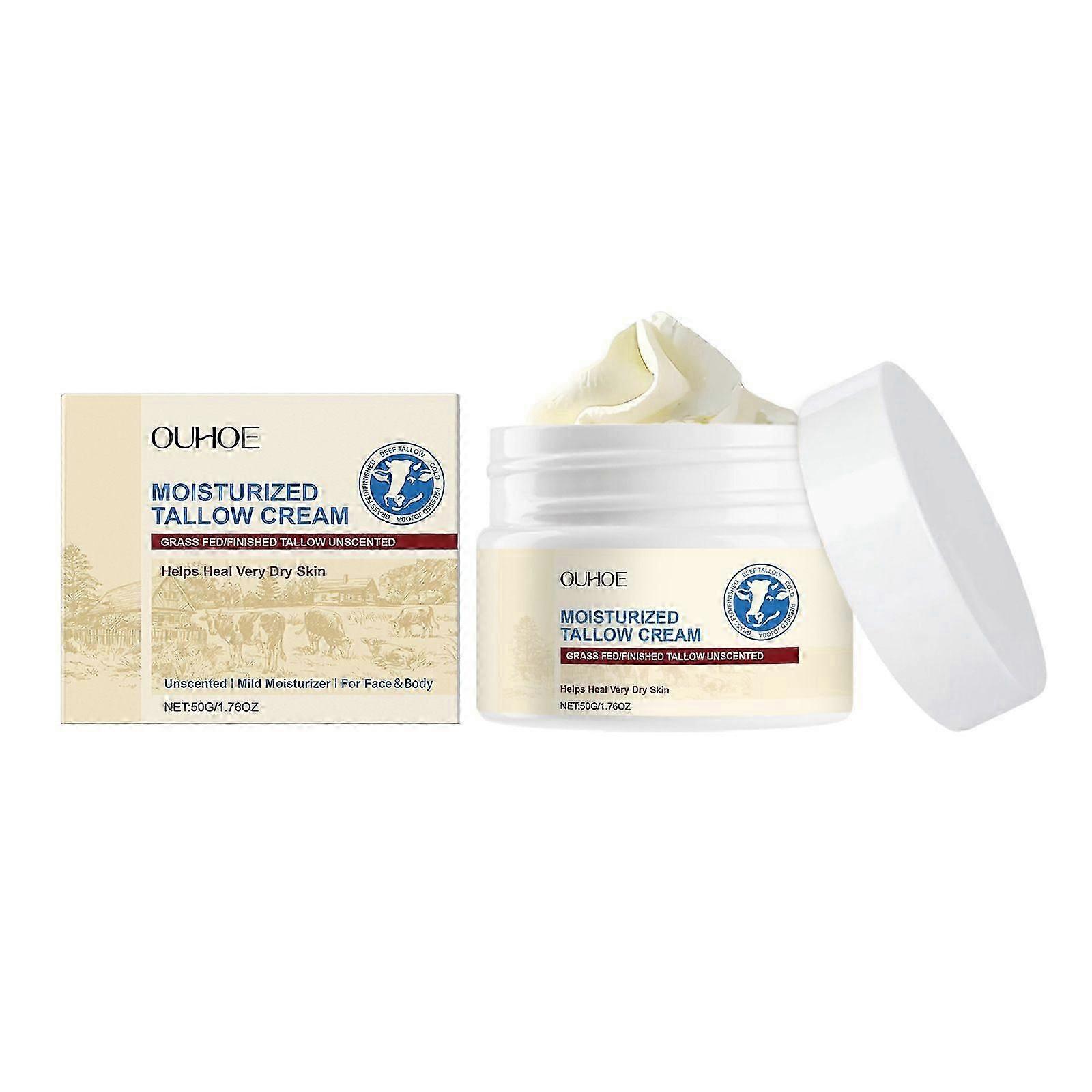 Beef Tallow for Skin Care - 100 % Grass-Fed Beef Tallow and Raw Honey Balm - Unscented Natural Tallow Face Moisturizer Smooth Soft for Dry Skin