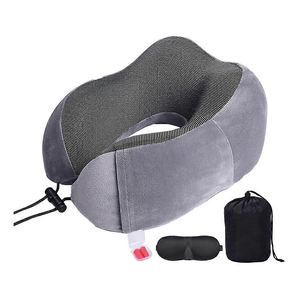 Travel Neck Pillow for Airplane Sleeping Pillow with Eyemask Earplugs